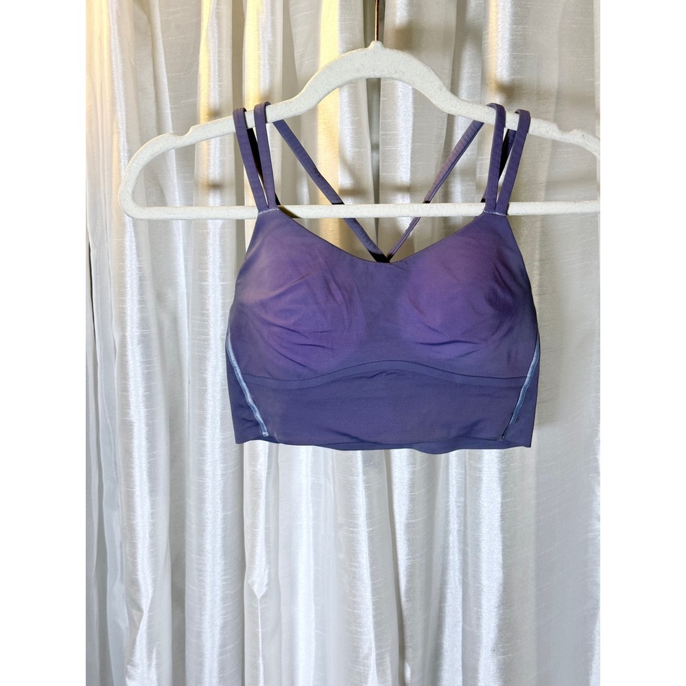 Lululemon Ebb to Street Bra Women Size 6 Purple Excellent Longline Strappy Yoga